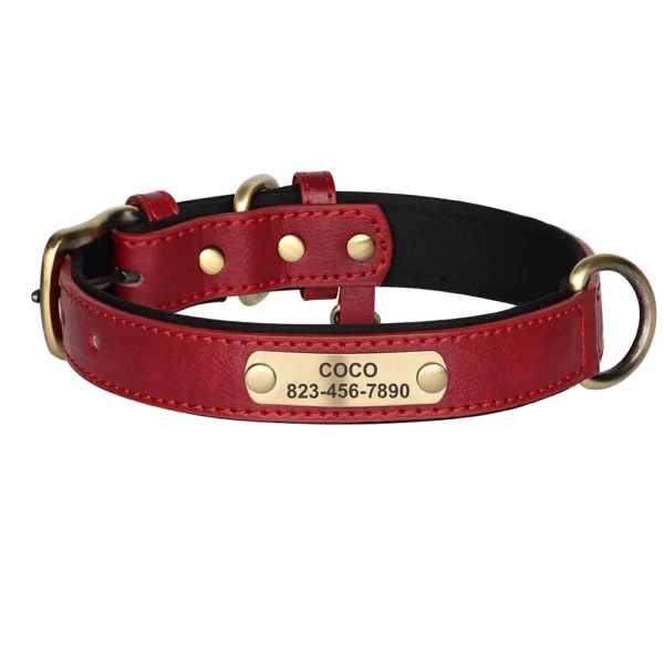 Personalized PU Leather Dog Collar Set