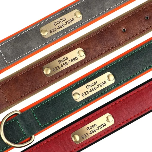 Personalized PU Leather Dog Collar Set