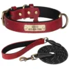 Personalized PU Leather Dog Collar Set
