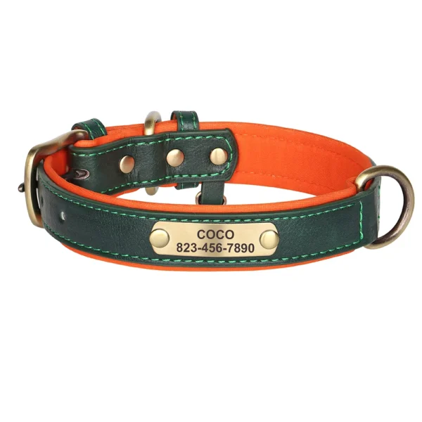 Personalized PU Leather Dog Collar Set